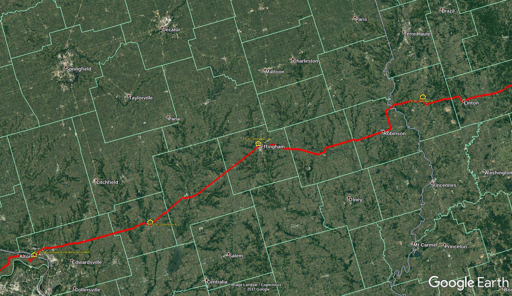 Effingham sur Google Earth