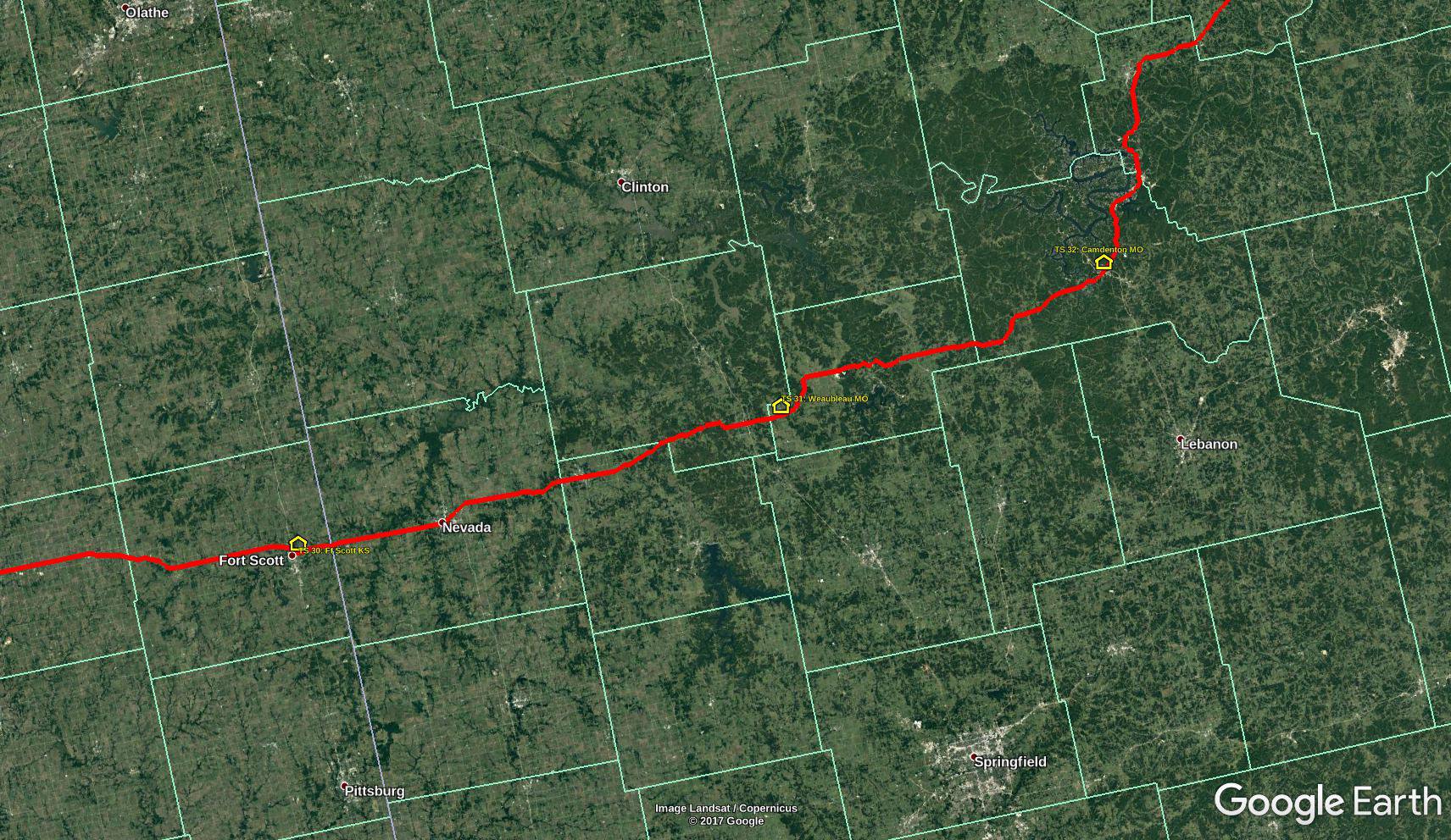 Weaubleau sur Google Earth