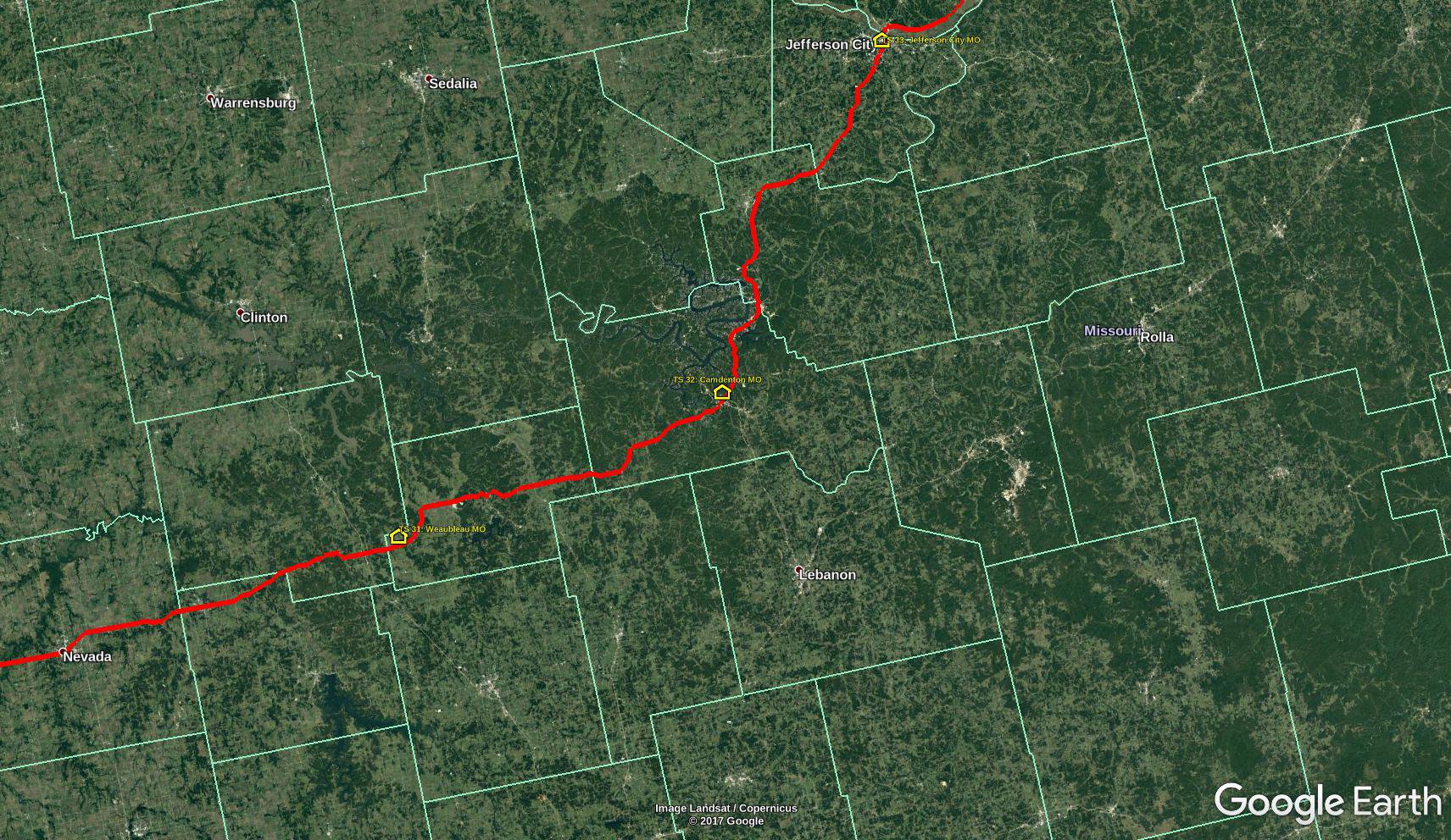 Camdenton sur Google Earth