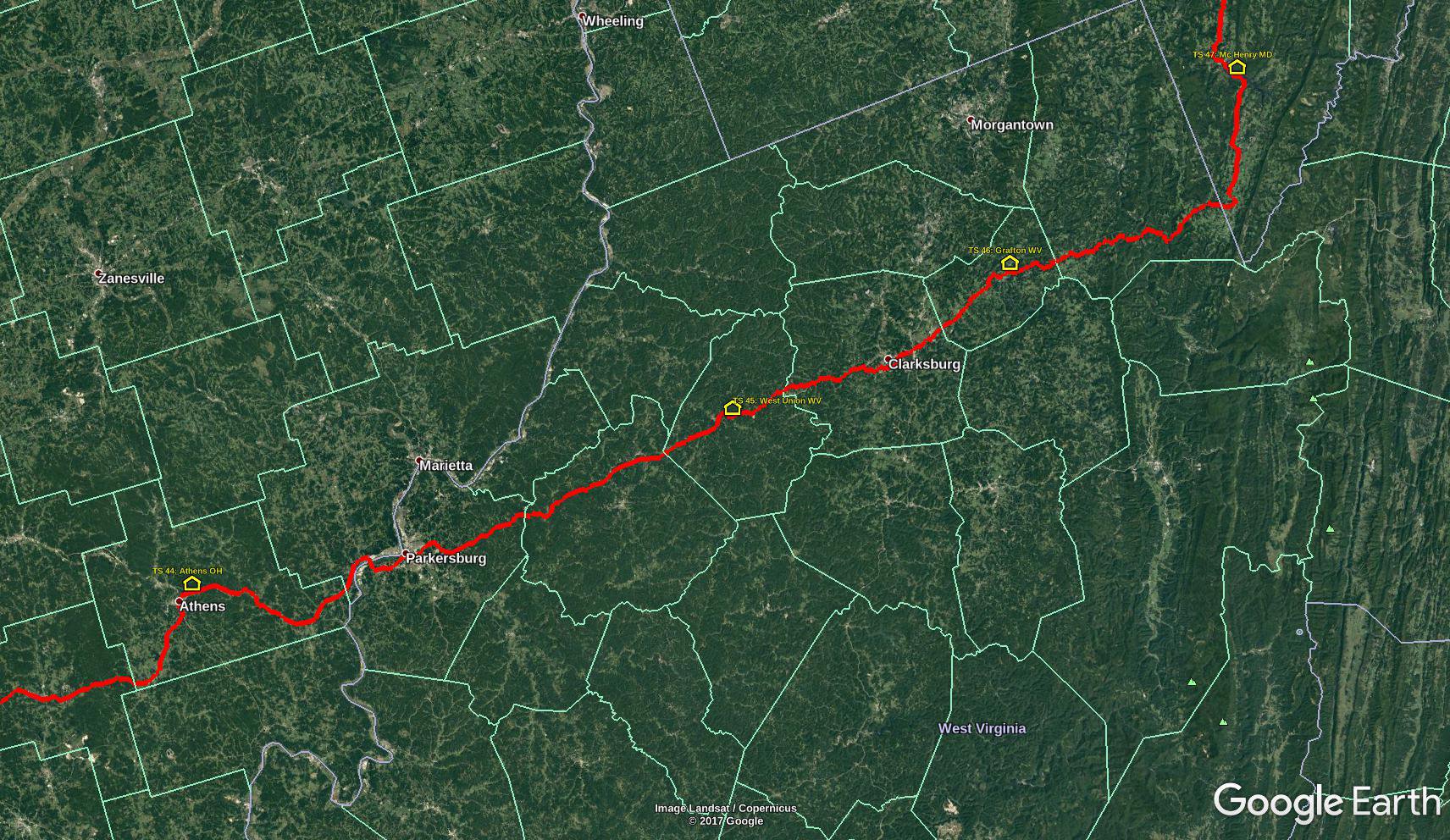 West Union sur Google Earth
